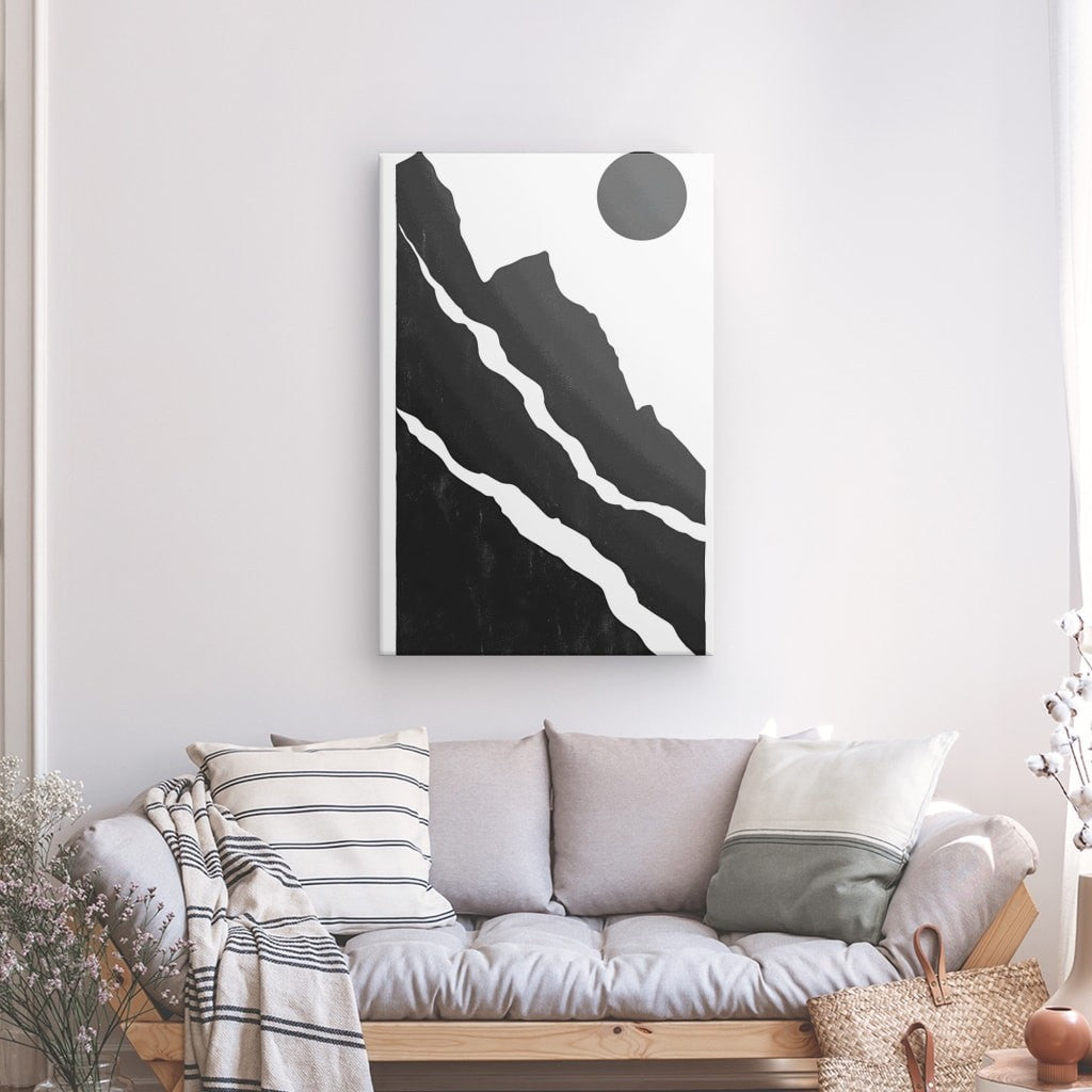 Toile Montagne Eclipse Noir et Blanc