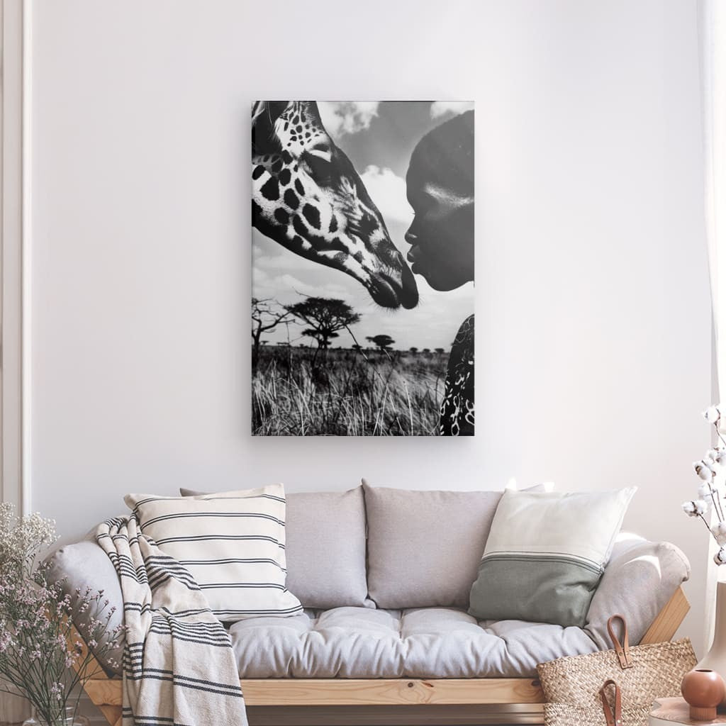 Toile Africain Dialogue Silencieux Noir et Blanc