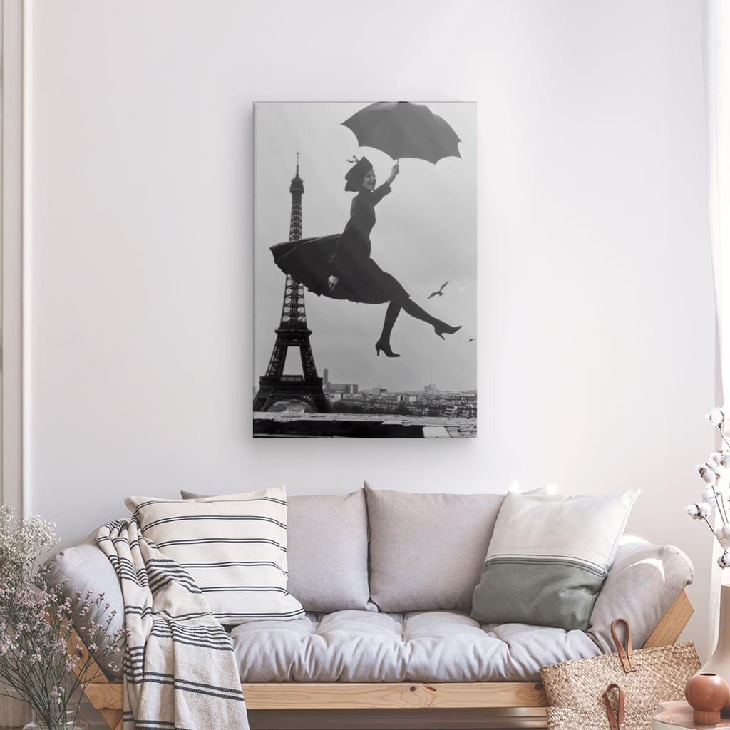 Toile Envolée Parisienne Noir et Blanc