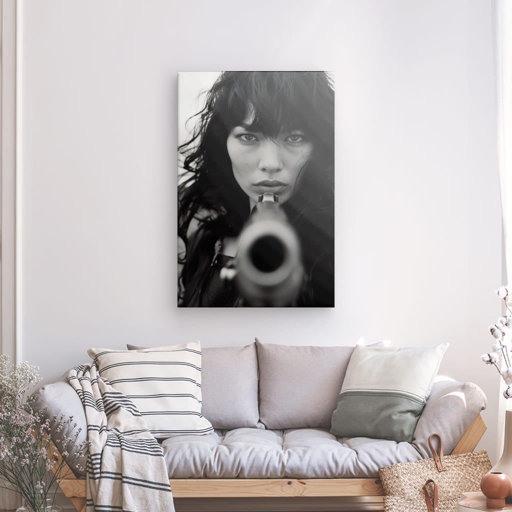 Toile Moderne la Menace Noir et Blanc