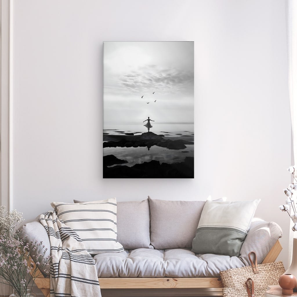 Toile Moderne Équilibre Serein Noir et Blanc