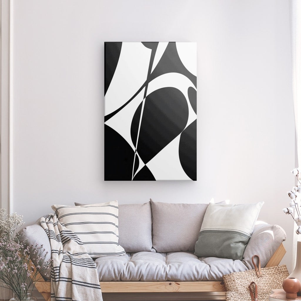 Toile Abstraite Harmonie Graphique Noir et Blanc