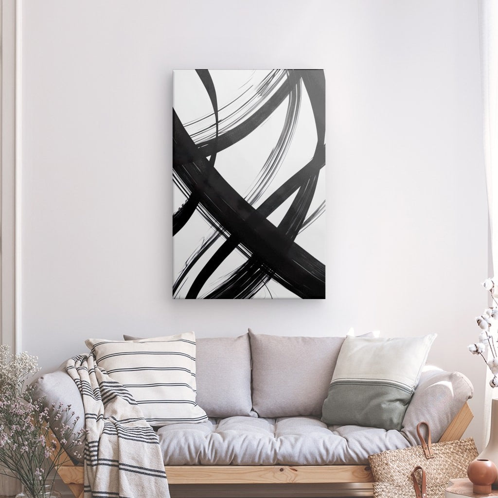 Toile Abstraite Symbiose Noir et Blanc