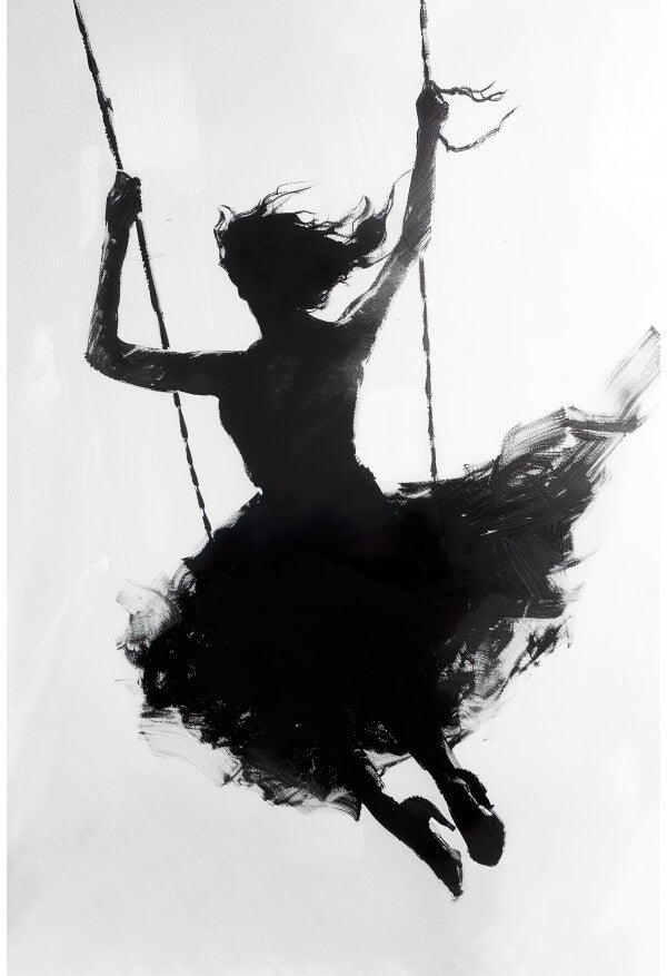Tableau Femme Balançoire Monochrome
