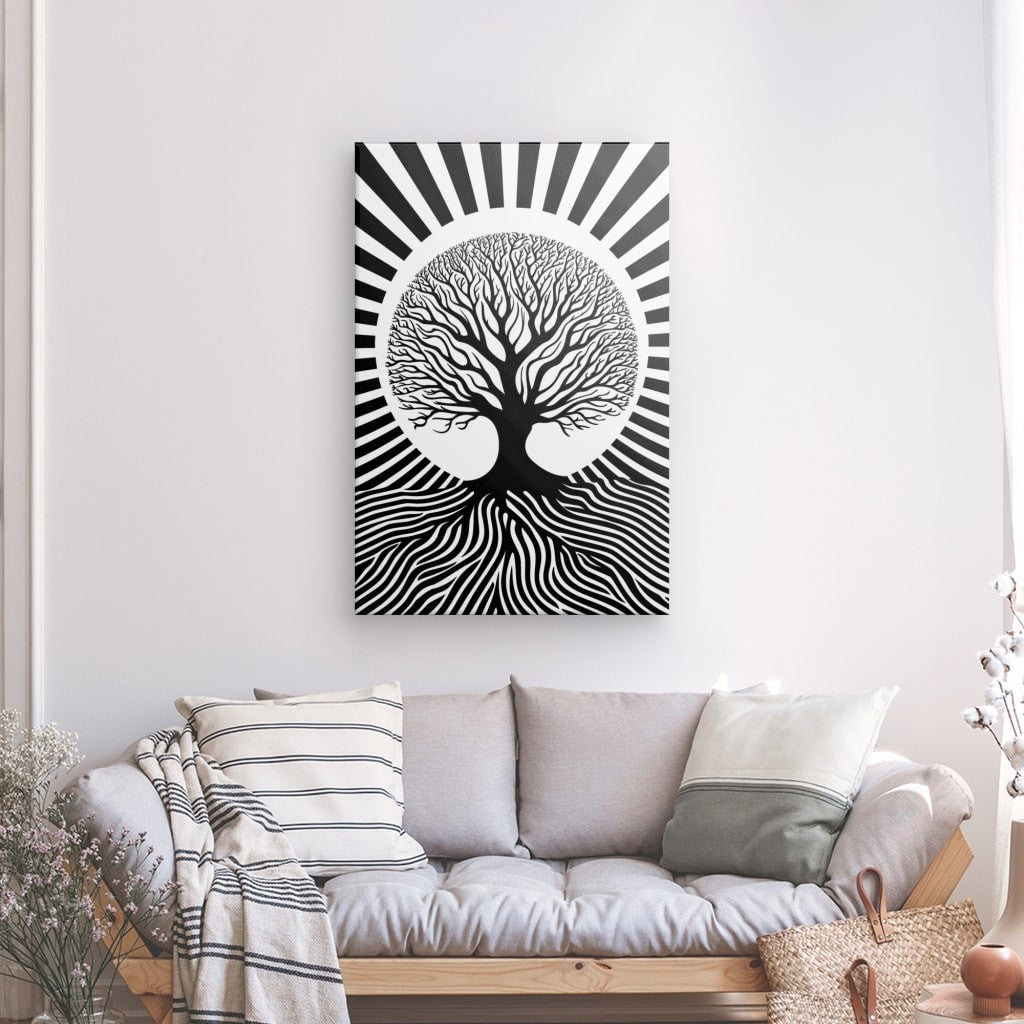 Tableau Arbre de Vie monochrome