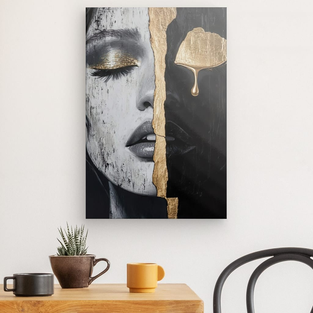 Tableau Larme d'Or Visage Divisé