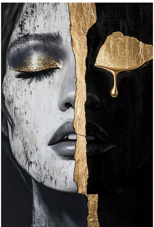 Tableau Larme d'Or Visage Divisé