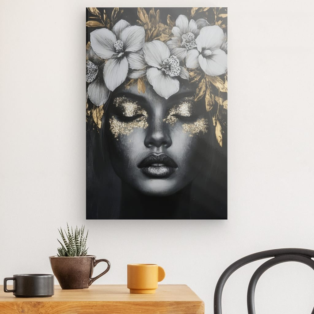 Tableau Fleurs Blanches Rêve Doré