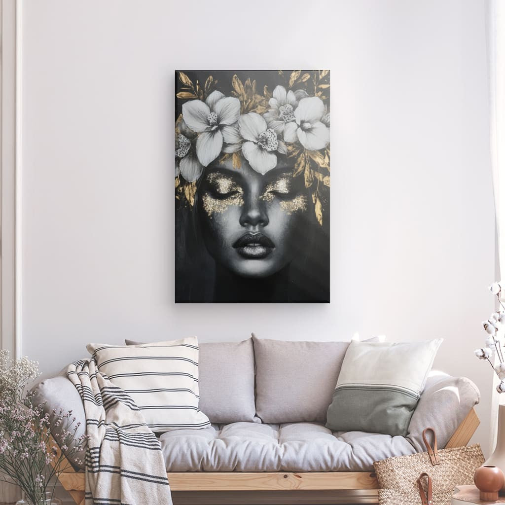 Tableau Fleurs Blanches Rêve Doré