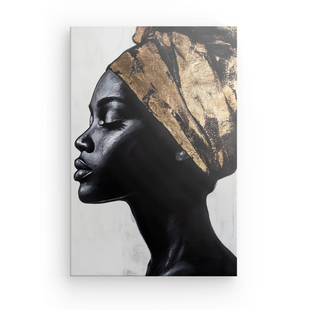Tableau Femme Africaine Turban Doré