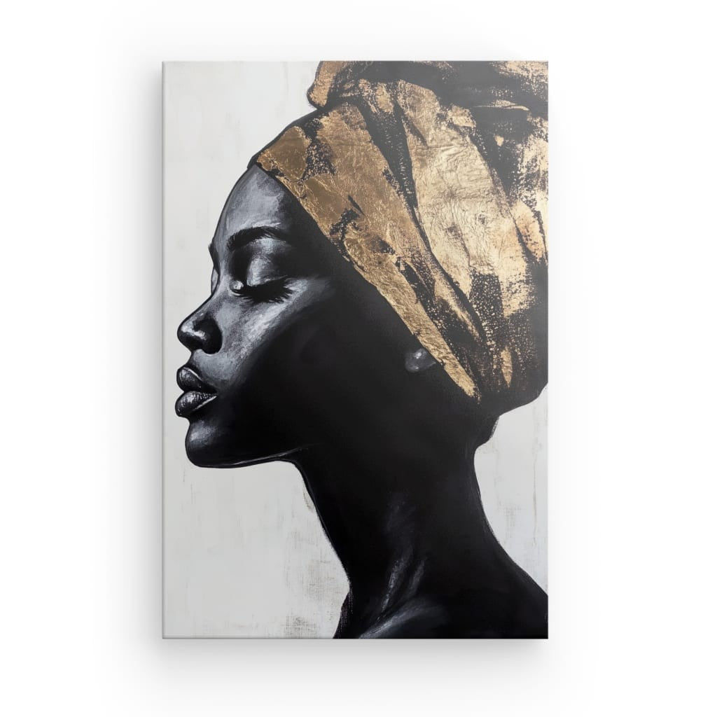 Tableau Femme Africaine Turban Doré