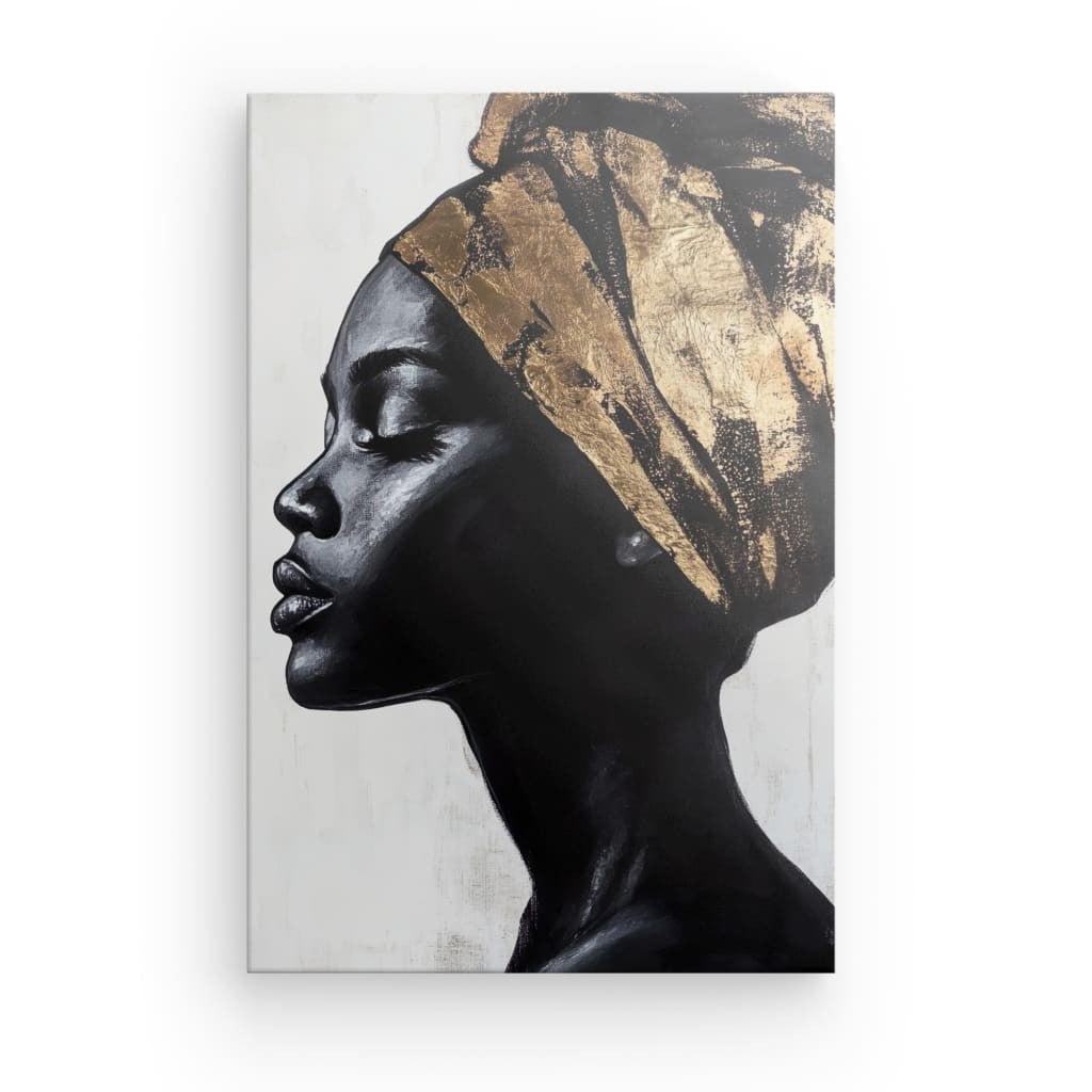 Tableau Femme Africaine Turban Doré