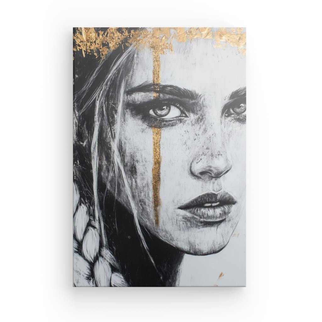 Tableau Femme Viking Ligne Dorée