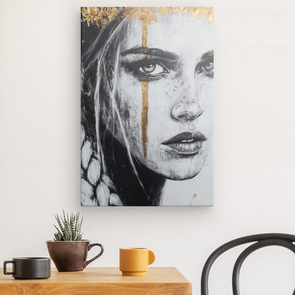 Tableau Femme Viking Ligne Dorée