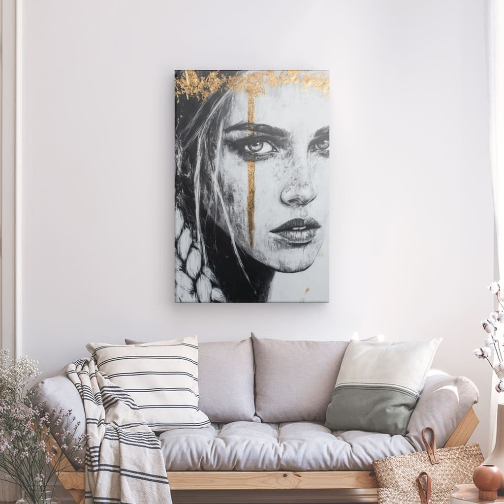 Tableau Femme Viking Ligne Dorée