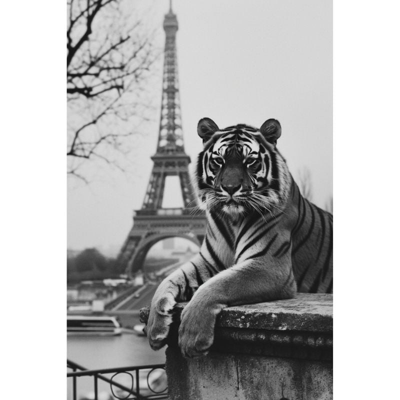 Déco Tigre Tour Eiffel Noir et Blanc