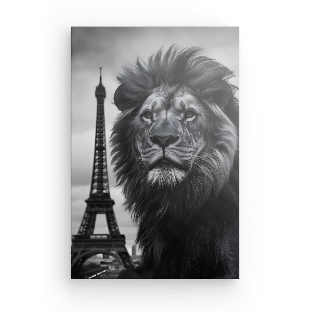 Tableau Lion Tour Eiffel Noir et Blanc