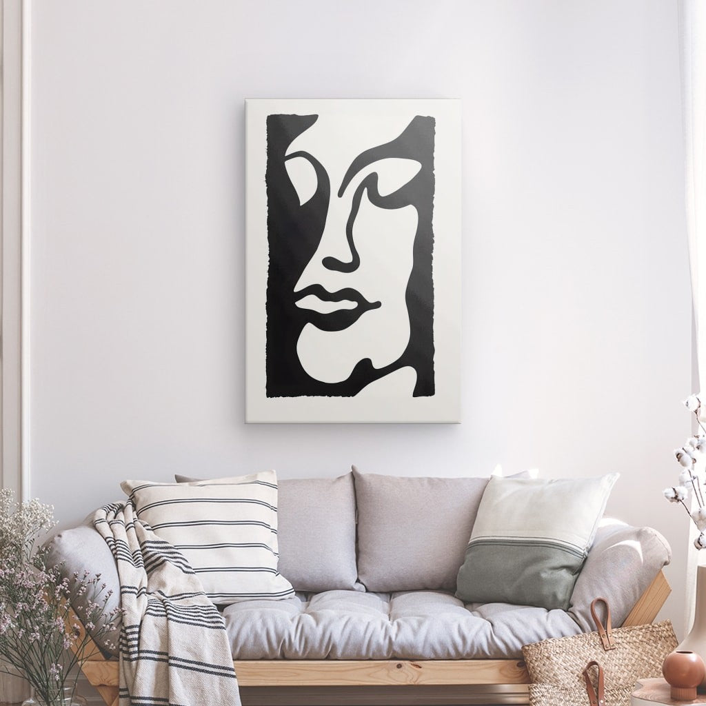 Tableau déco Visage Abstrait Apaisé Noir et Blanc