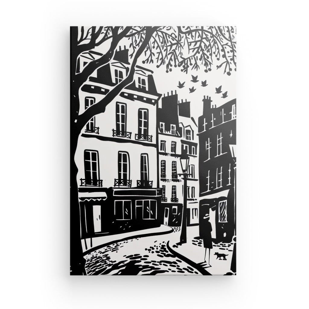 Tableau Quartier Parisien Noir et Blanc