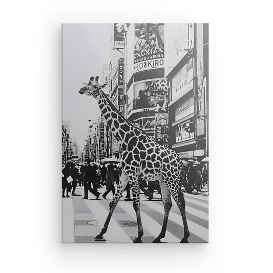 Deco Tableau Toile Girafes Noir Et Blanc 120x80cm - Décoration Murale Moderne Salon Et Chambre