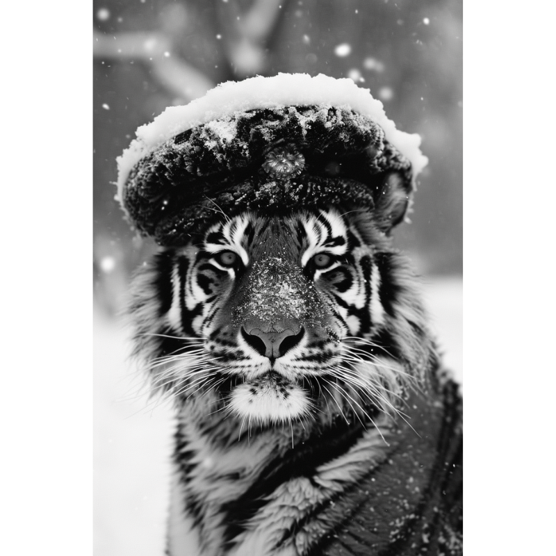 Déco Tigre Hivernal Noir et Blanc