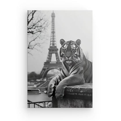 Tableau Tigre Tour Eiffel Noir et Blanc