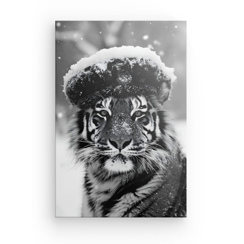 Tableau Tigre Hivernal Noir et Blanc