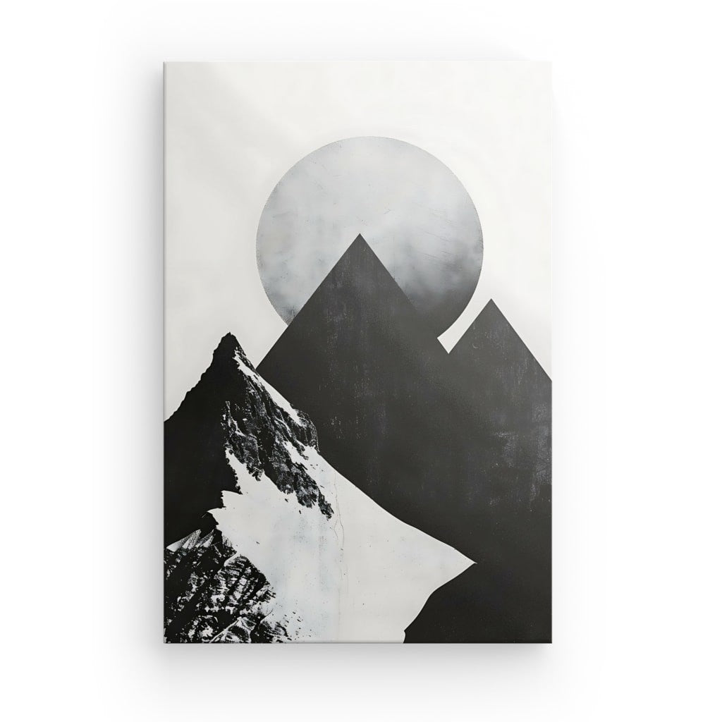 Tableau Montagne Lunaire Noir et Blanc