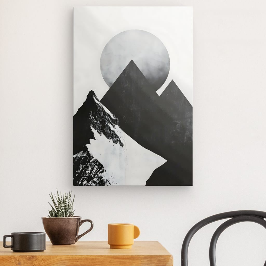 Tableau déco Montagne Lunaire Noir et Blanc