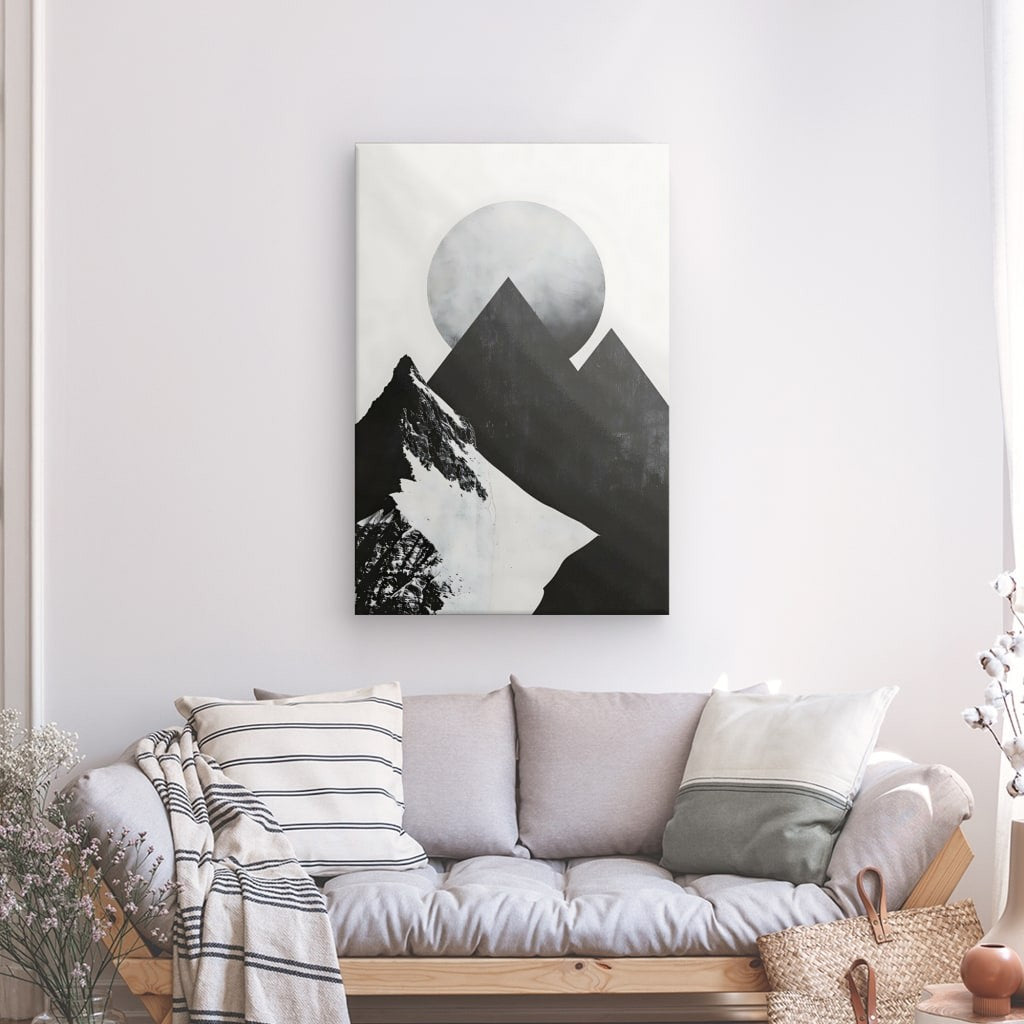 Toile Montagne Lunaire Noir et Blanc